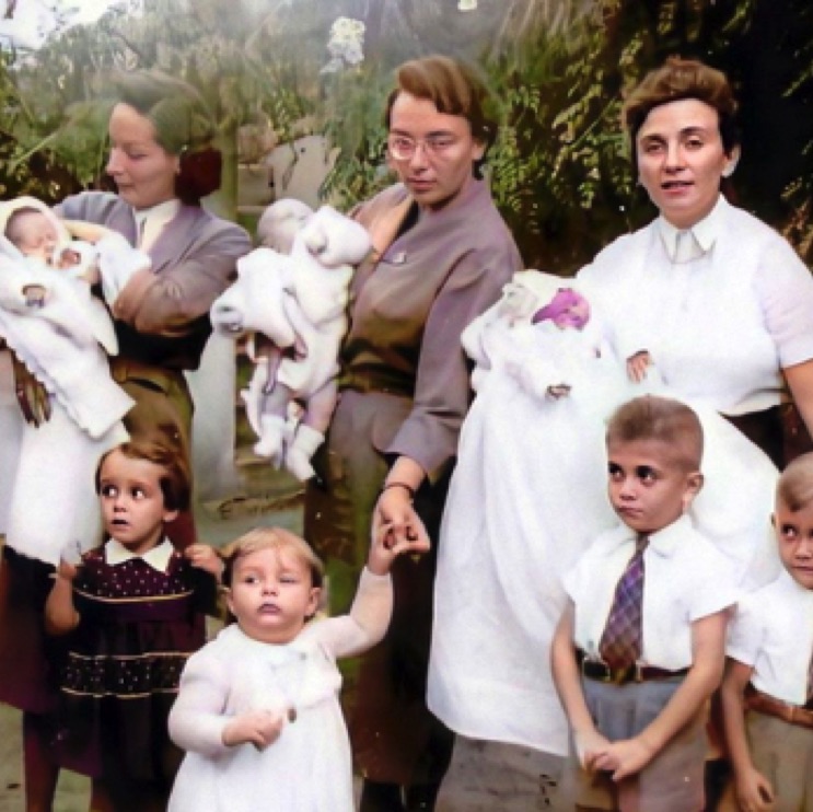 Didier, Marie-Luce, Bruno nés en 1953
Avec Marie-Vincente, Véronique, Pierre-Yves et Christian Didier, Marie-Luce, Bruno nés en 1953
Avec Marie-Vincente, Véronique, Pierre-Yves et Christian